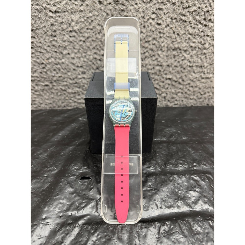 Swatch Varigotti GL118 Silicon Wrist Watch 34mm Skeleton Dial Unisex w/ Case